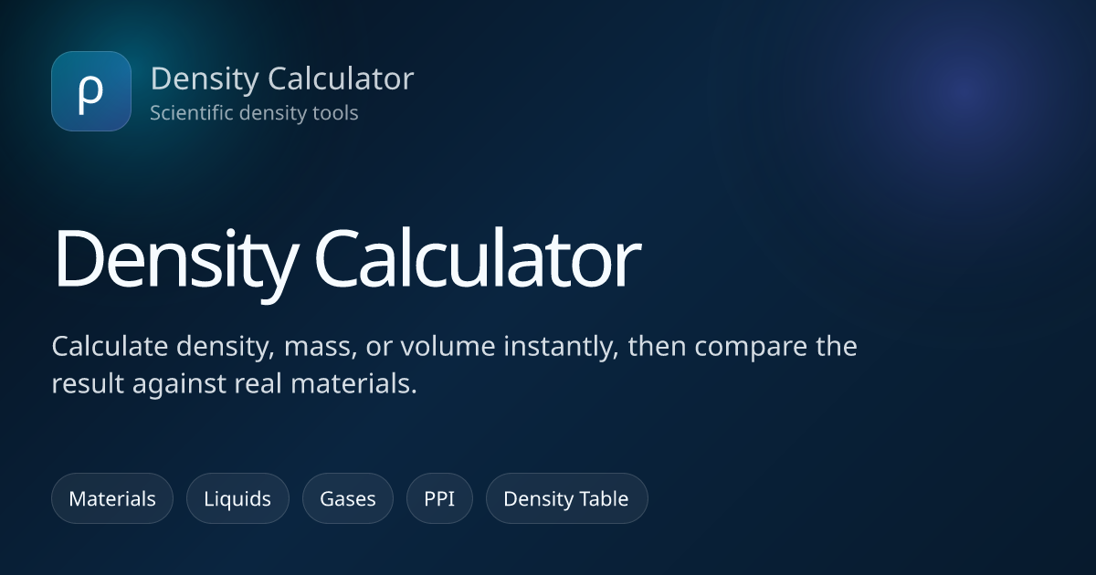 Density Calculator for Mass and Volume | Density Calculator